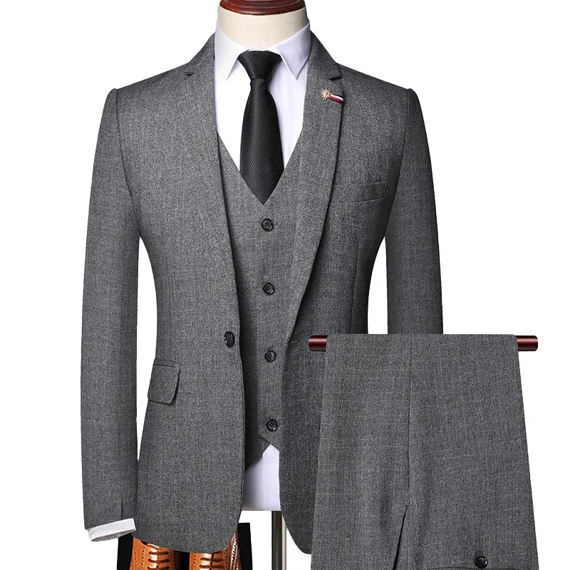 S-6Xl Jacket Vest Pants Casual Plaid Retro Business Men's Suit 3Pcs Or 2Pcs Set Groom Wedding Dress Blazer Waistcoat Trousers