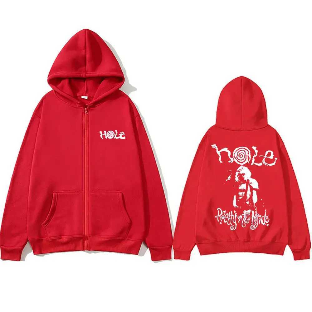 Alternative rock band hole Courtney likes Lnside printed zipper hoodie mens punk gothic oversized zipper jacket X241031