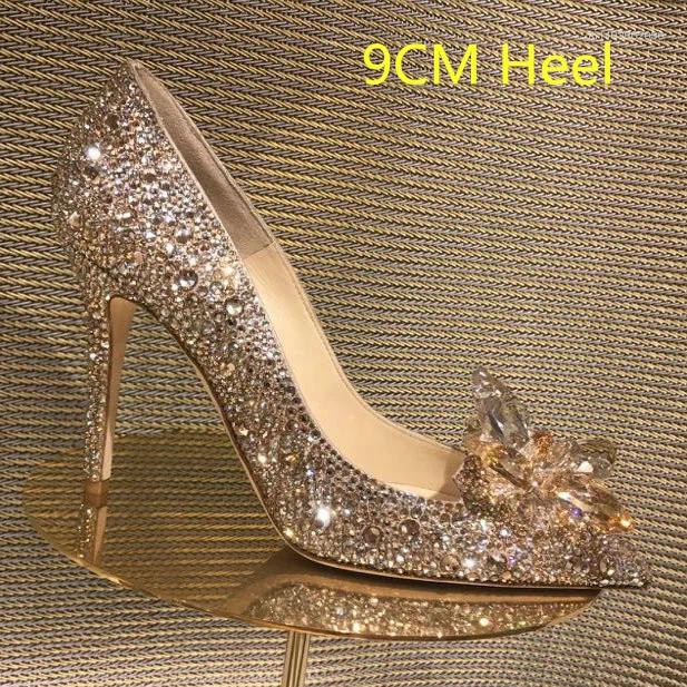 Dress Shoes 2024 Est Rhinestone High Heels Women Pumps Pointed Toe Woman Crystal Party Wedding 5cm/7cm/9cm dh911068014