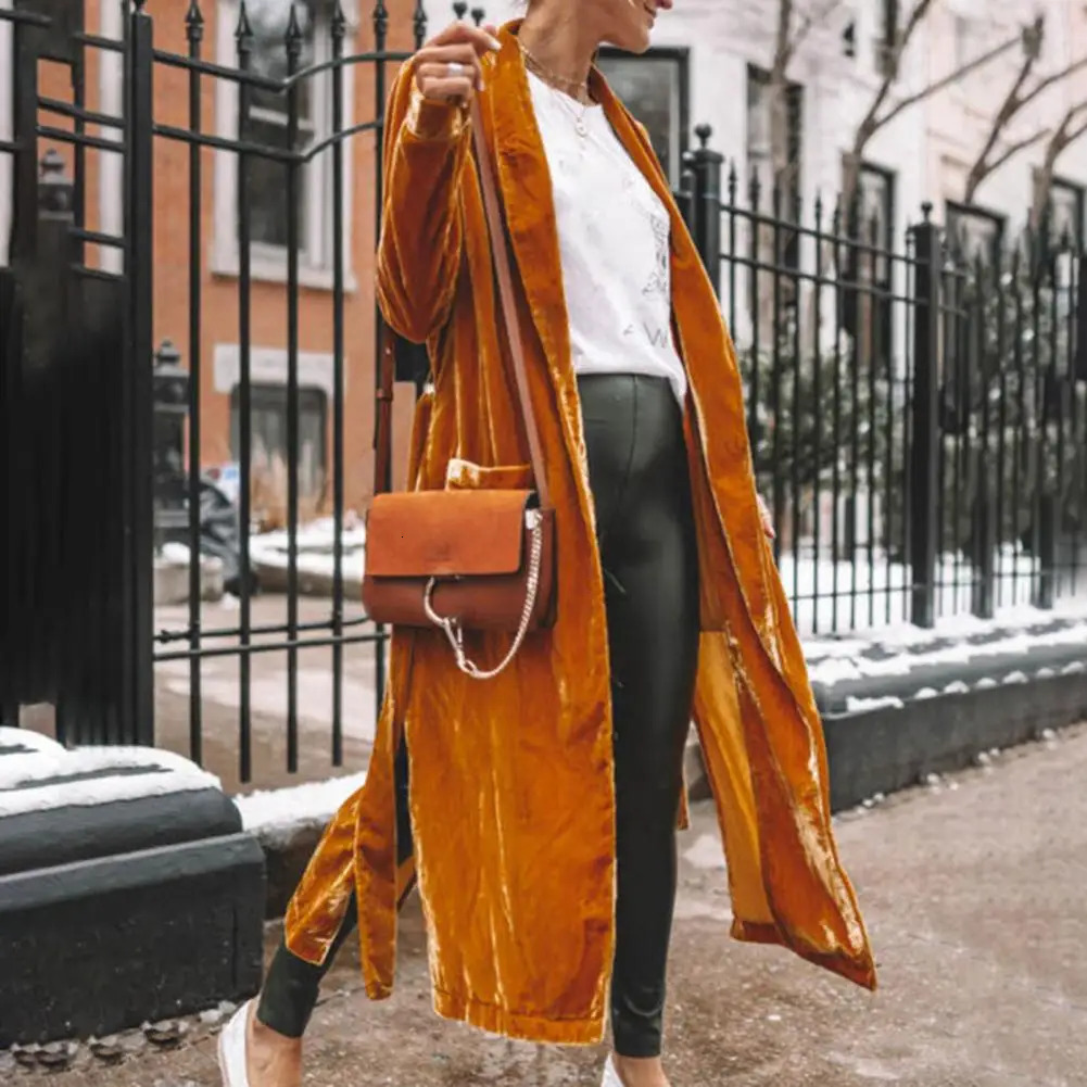 Elegant suede long windproof jacket womens solid color medium long sleeves soft open seam flannel jacket cardigan wool sweater 241031