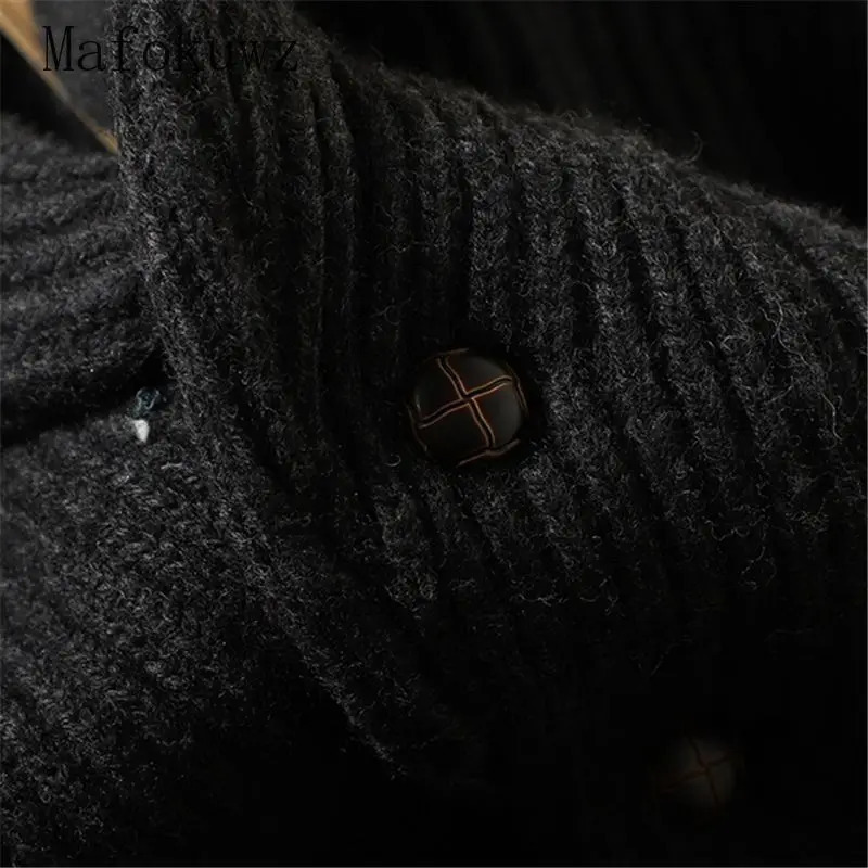 Japanese Retro Warm Thickened Lapel Knitted Cardigans Fashion Loose Casual High Street Sweaters Men Tops Male Clothes 241029