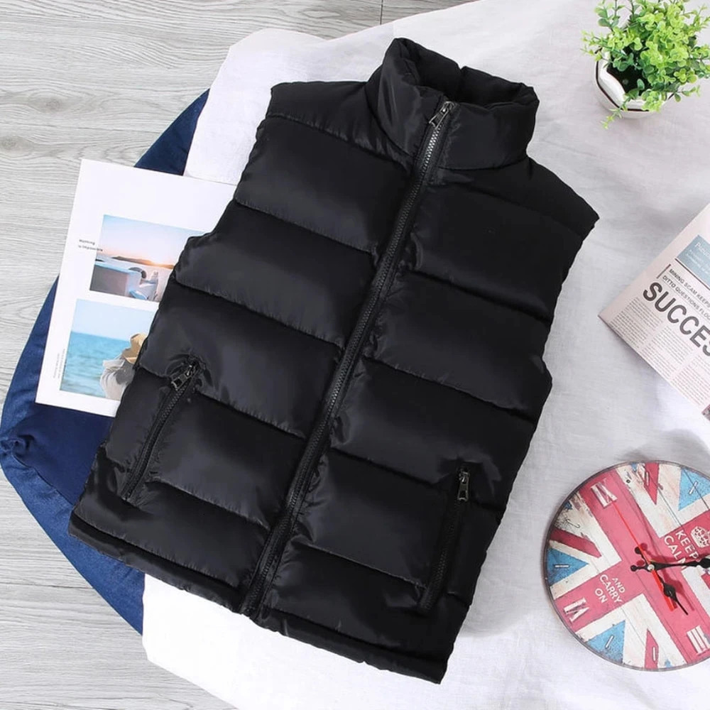 White Vest Jacket Men Slim Fit Stand Collar Sleeveless Puffer Jackets Spring Autumn Casual Waistcoat Warm Coat 2023 Trends 241031