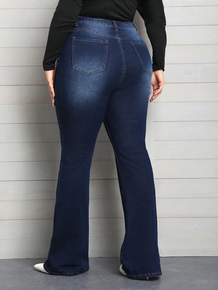 Womens Plus Size Jeans Casual Blue Denim Vintage Y2K Denim Trousers Pants for Female 2024 241031