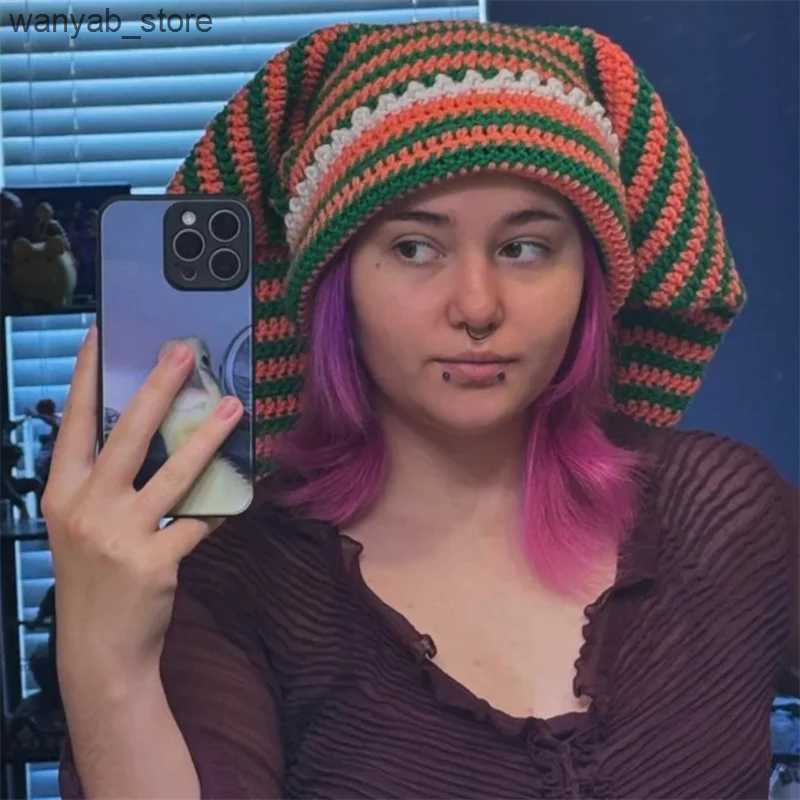 Wide Brim Hats Bucket Hats Handmade Striped Clown Hat Oversized Hats Headdress Photo Props Adult Children Crocheted Hat Handmade Clown Hat New Year Wi