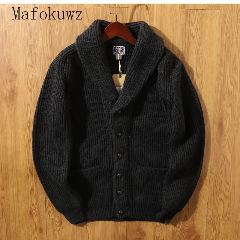 Japanese Retro Warm Thickened Lapel Knitted Cardigans Fashion Loose Casual High Street Sweaters Men Tops Male Clothes 241029