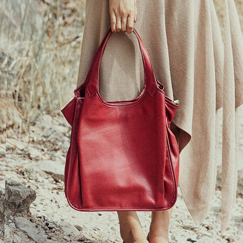 Toptrends 3 Layers Soft Genuine Leather Large Underarm Shoulder Bags For Women ner Office Tote Cowhide Ladies Handbags 241029