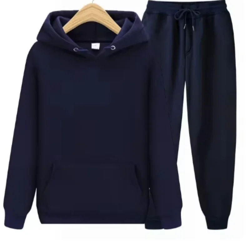 Men Tracksuit 2 Pieces Sets Hooded Sweatshirt Drawstring Pants Male Hoodies Running Sportswear Women Autumn Sportwear 241031