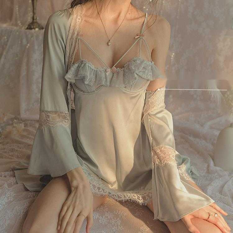 Sexy Skirt New Woman Live Sexy Funny Pajamas Pure Lust Wind Bud Ribbon Steel Ring Breast Cushion Ice Silk Pajamas