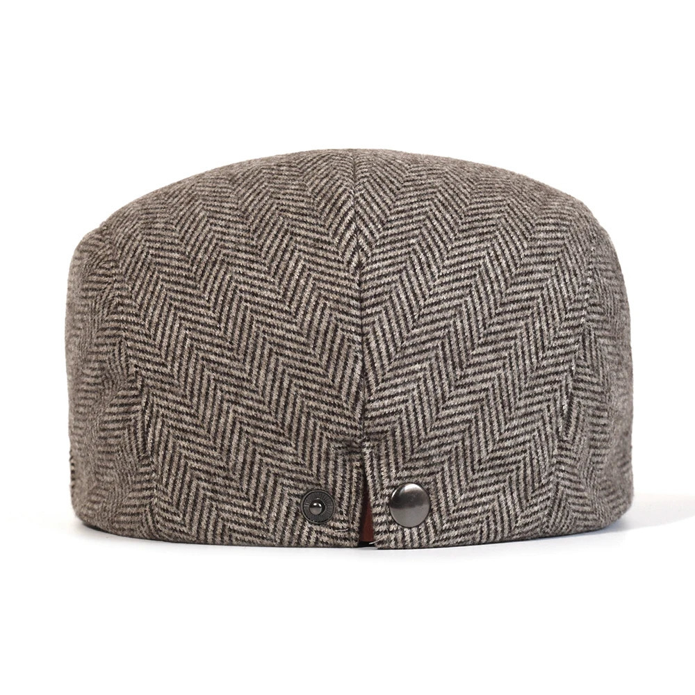 Winter Thick sboy Cap Men Vintage Herringbone Women Casual Stripe Berets Gatsby Flat Hat ed Adjustable 241031