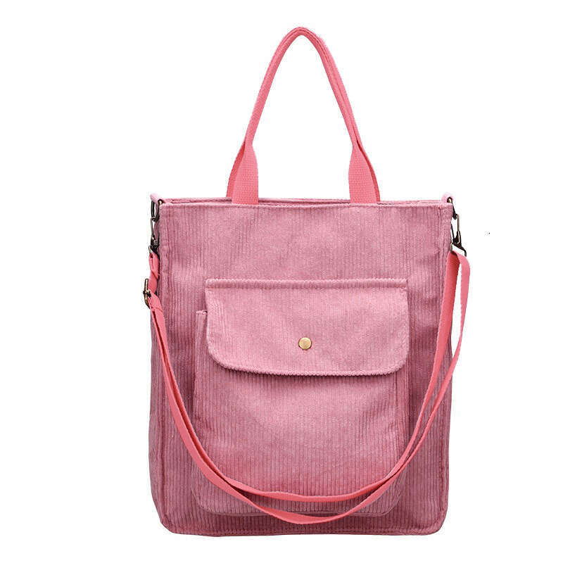 Women's Corduroy Tote Bag | Zippered Vintage Handbag for Shopping, Work, Travel