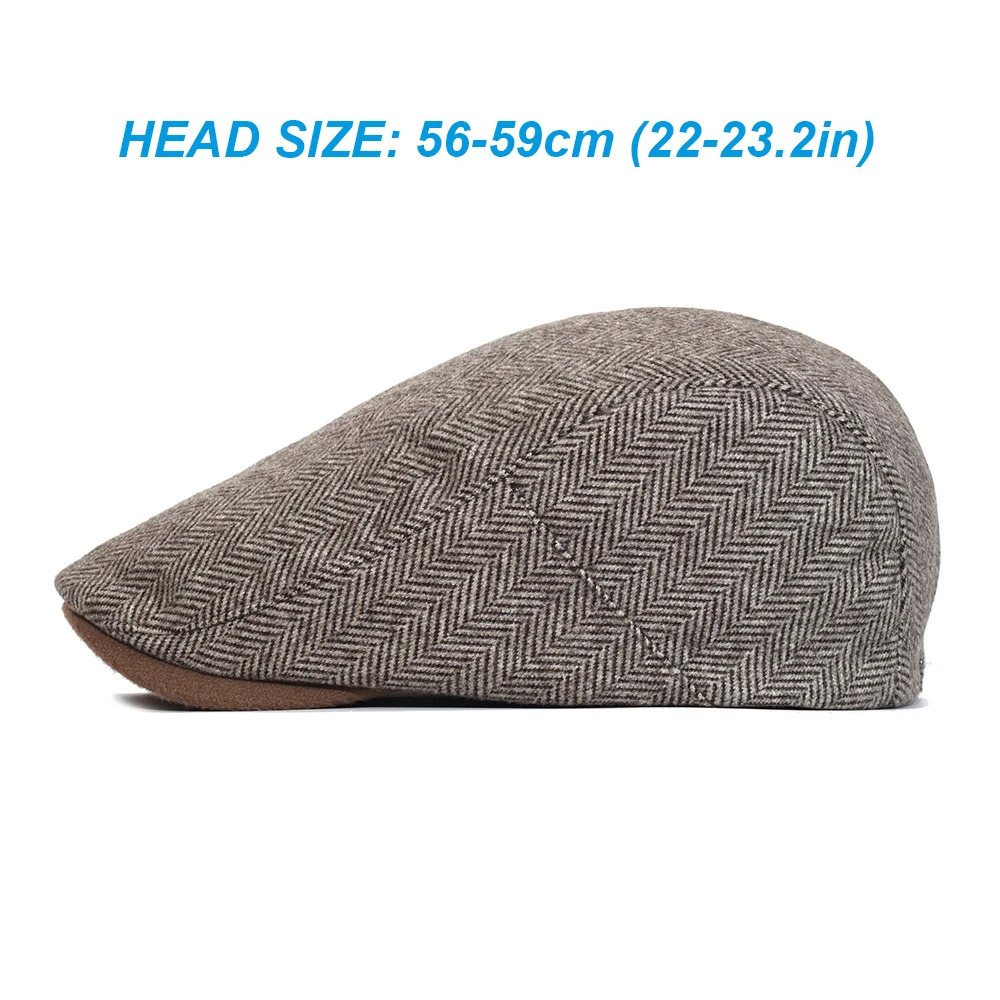 Winter Thick sboy Cap Men Vintage Herringbone Women Casual Stripe Berets Gatsby Flat Hat ed Adjustable 241031
