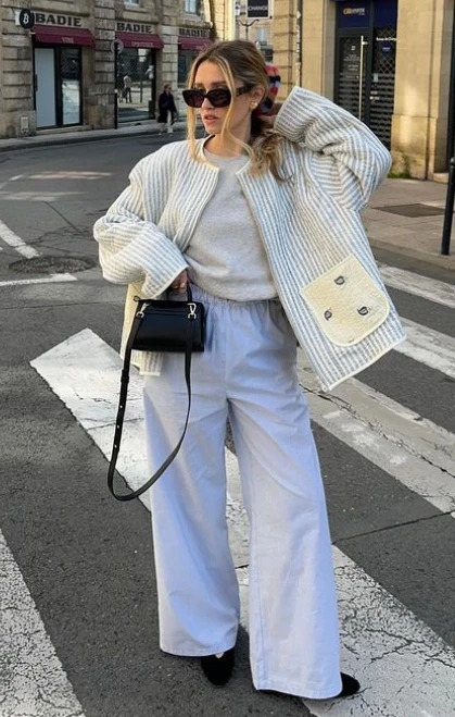 2024 Fashion Womens Zip Up Jacket FloralStriped Lightweight Quilted Long Sleeve Winter Outwear 241031