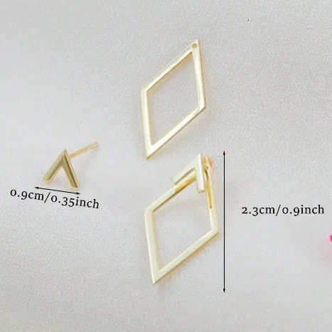 Retro Minimalist Geometric Square Detachable Triangles Stud Earrings for Women Fashion Jewelry Accessories Party Gifts 241031