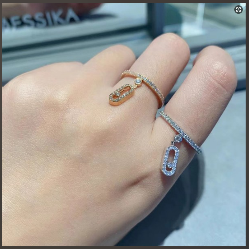 Single diamond ring tassel designer ring sliding dynamic rings for women full diamond move ring high end fashionable versatile rose gold jewelry