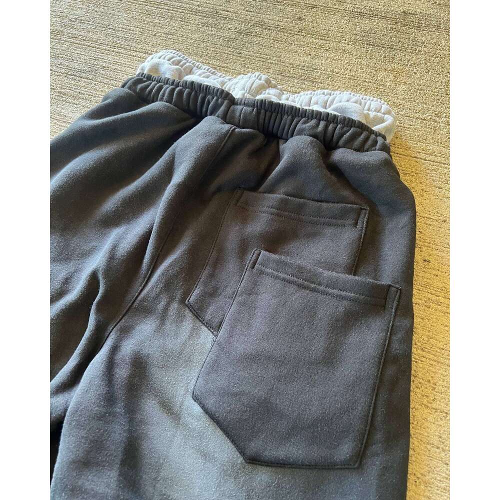 American Sweatpants Y2k Men Gothic Hip Hop Letter Patch Retro Double Layer Design Baggy Elastic Waist Jogging Casual Pants