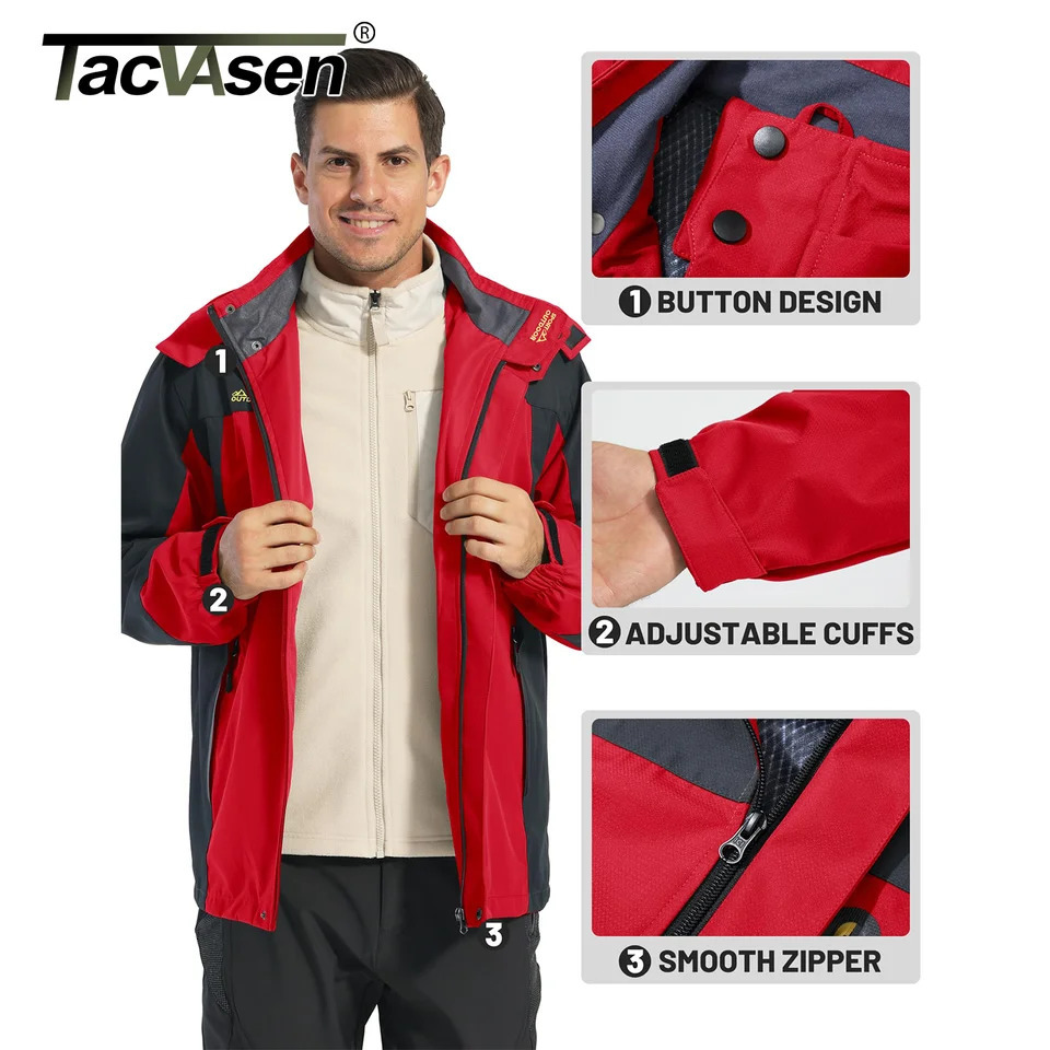 TACVASEN Waterproof Lightweight Jacket Mens Mesh Lined Outdoor Windproof Fishing Hiking Rain Coat Male Windbreaker 241024