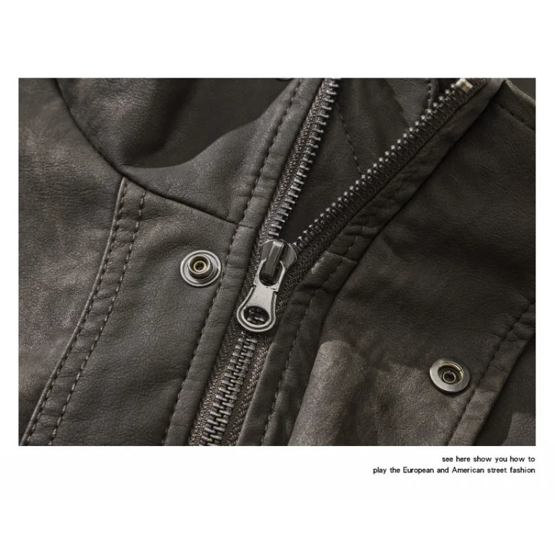 American Retro Leather Jacket Autumn Feeling Zipper Bicycle Set Flight Set Jacket 241031