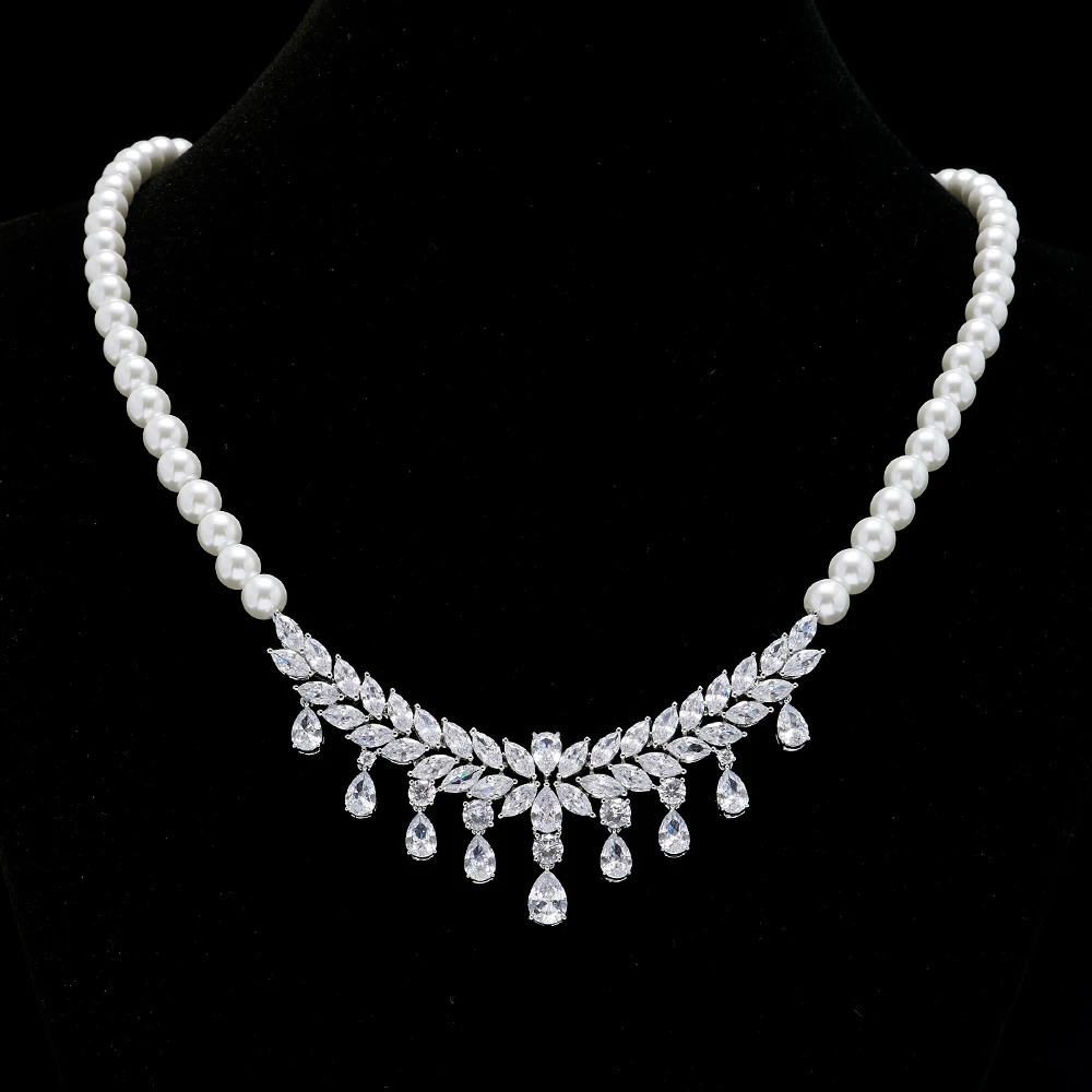 TIRIM pearl necklace womens jewelry set cubic zirconia necklace set party engagement dress set Dubai jewelry set 241031