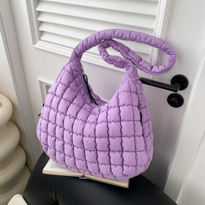 CMM Bubble Commuter Leisure Tote Bag New Embroidered Thread Filled Cotton Down Single Shoulder Large Capacity Underarm Cross Shoulder Bag