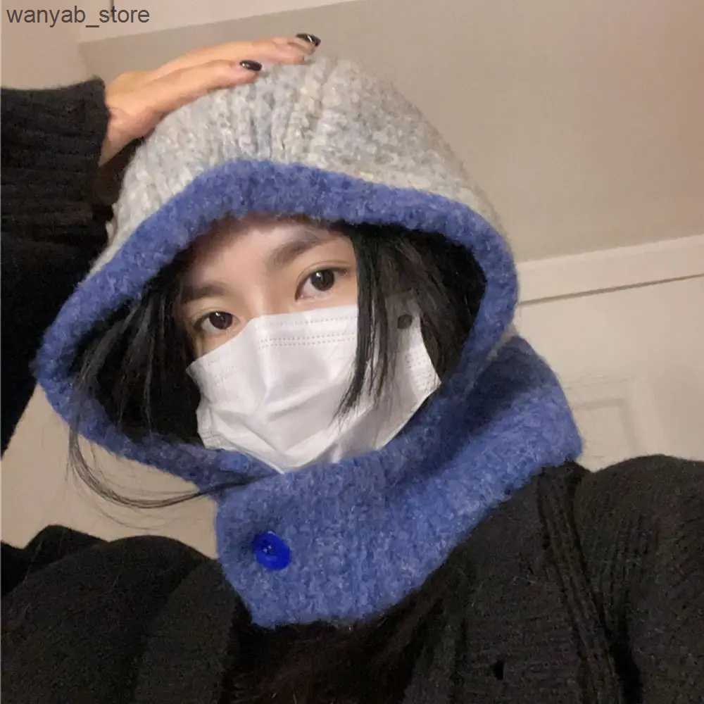 Wide Brim Hats Bucket Hats Women Knitted Hat Balaclava Winter Thicken Warm Anti-Pilling Beanie Ladies Windproof Earflaps Scarf Hat Adult Casual Plush 