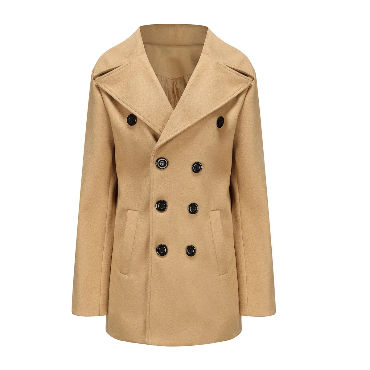2024 European and American coat highquality version mens British midlength autumn and winter longsleeved woolen coat 241024