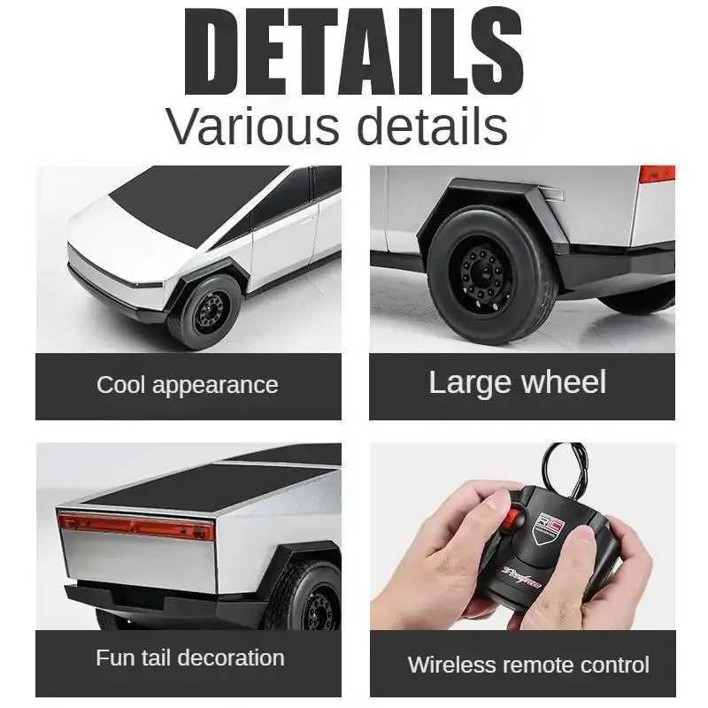 Rechargeable toy car remote control four-way remote control car Tesla anti fall network pickup boy toy gift X241101