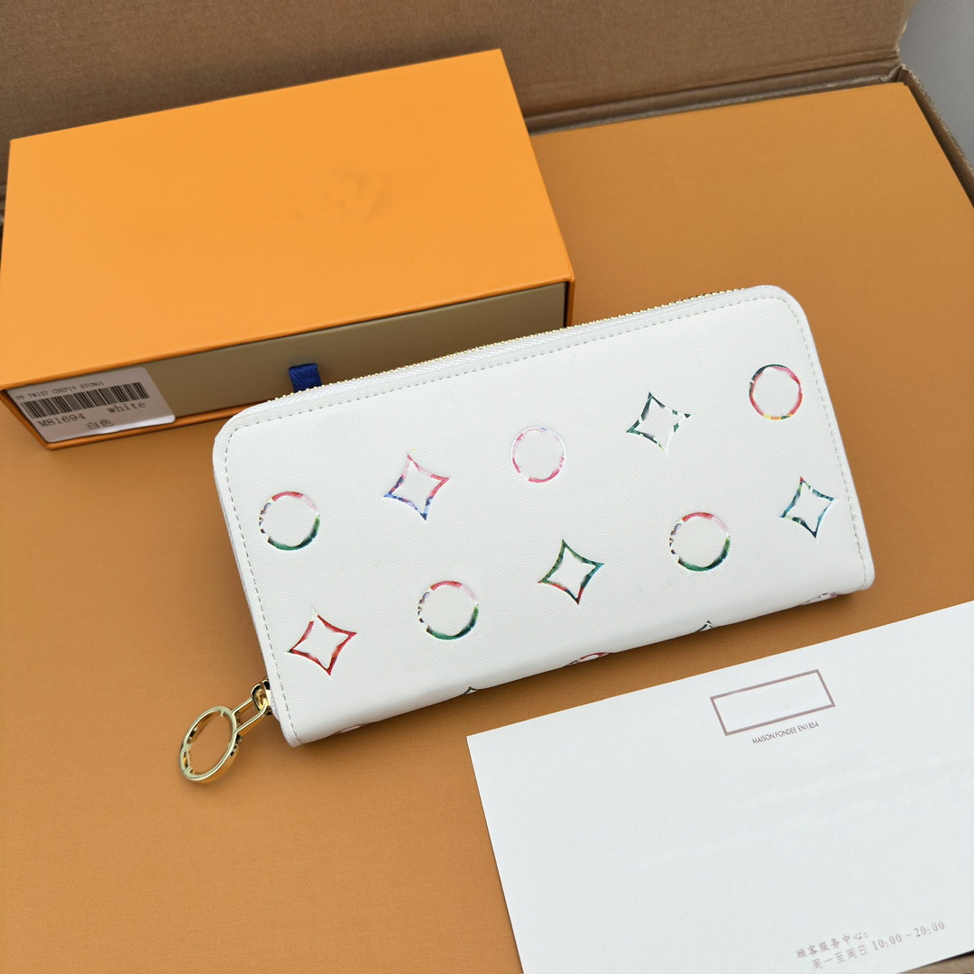 M81694 Long Wallets Women Colorful Flowers Luxurys Designers Bags Totes Handbag Zippy Wallet Messenger Purse Card Holder pouch Travel Messenger Bag With Box 19CM