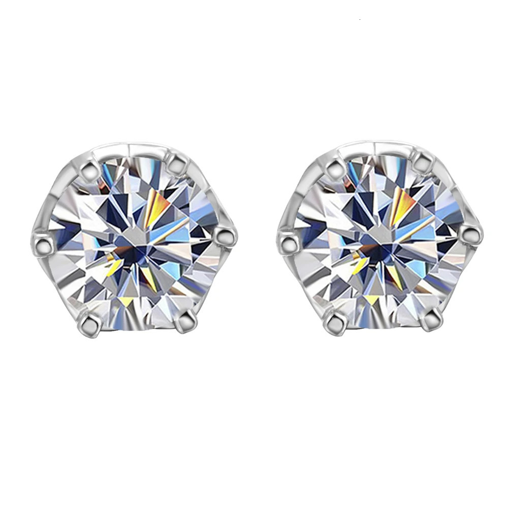 Real 051 D Color Stud Earrings For Women Top Quality 100 925 Sterling Silver Sparkling Wedding Jewelry 241031
