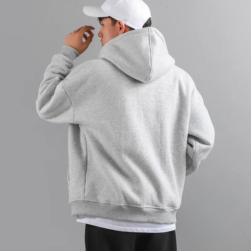 Dukeen Winter Hoodies for Men with Fleece Thicken Warm ZipUp Hooded Shirt Casual Solid Color Woman Clothing White Black Coat 241031
