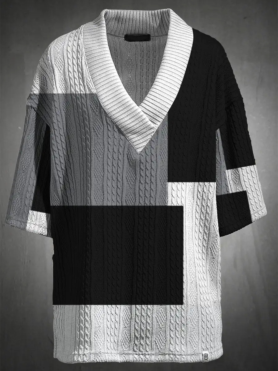 2024 Summer Mens Set Casual Fashion 3D Plaid Clothing Loose Plus Size Vneck Tshirt Shorts 2piece 241031