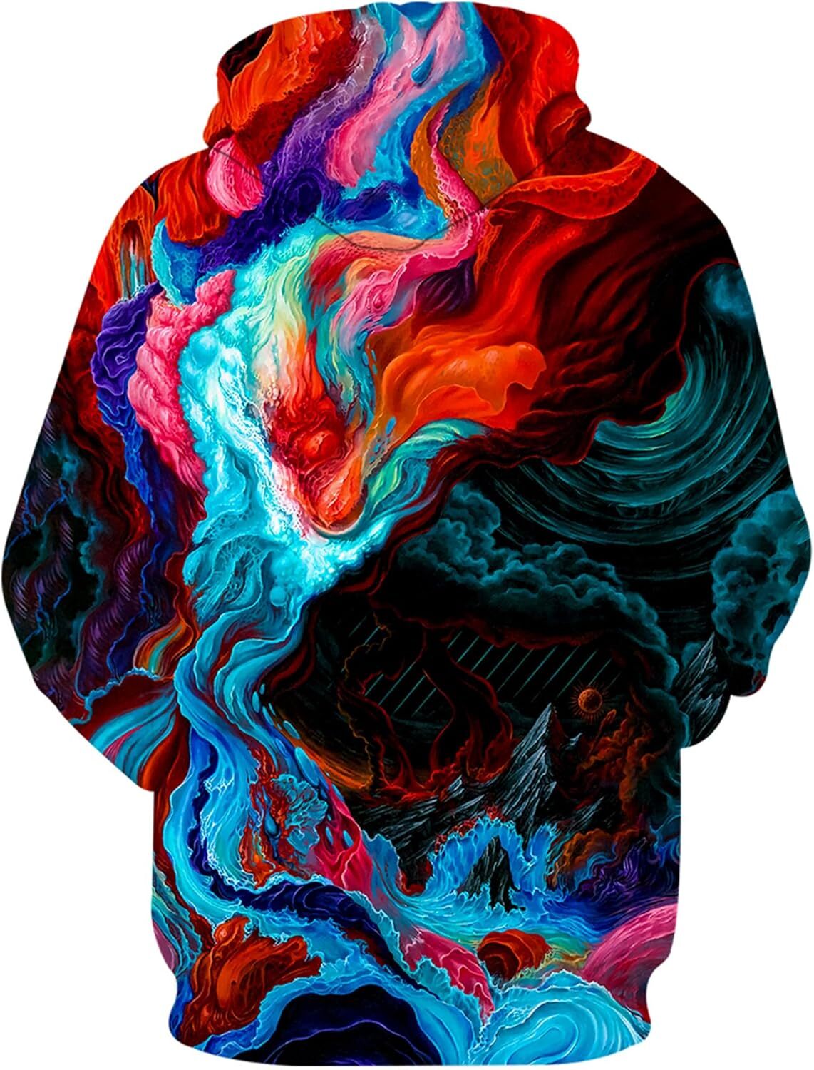 Hoodie for Mens Womens Unisex 3D Printed Hooded Sweatshirt Casual Pullover Hoodie with Big Pockets Graphic Trendy Warmth cool