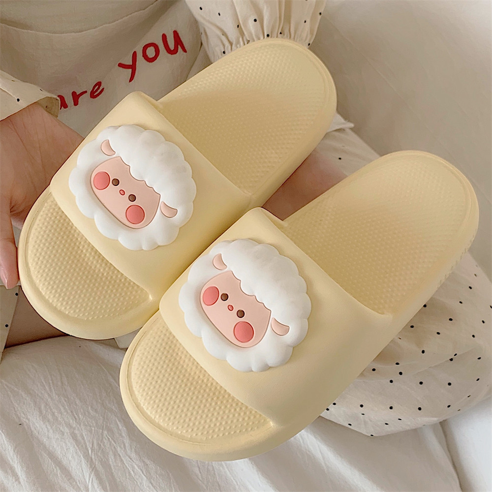 Soft soled home summer slippers Girl girl heart cute little sheep indoor street sandals girl slippers
