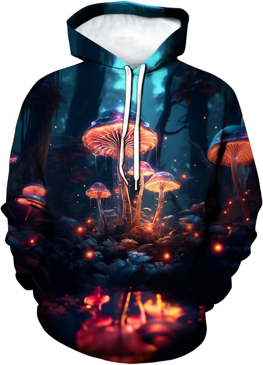 Hoodie for Mens Womens Funny Mushroom Hoodie Fungi Graphic Creative fashion cool Sweatshirt Graphic Hoodies sweatshirt Pullover Long Sleeve