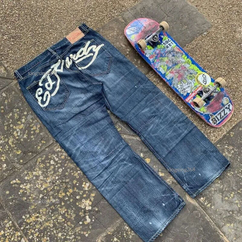 Men's Jeans Letter Graphic Print Men's High Street Hip Hop Vintage Loose Straight Micro Stretch Jeans Streewear