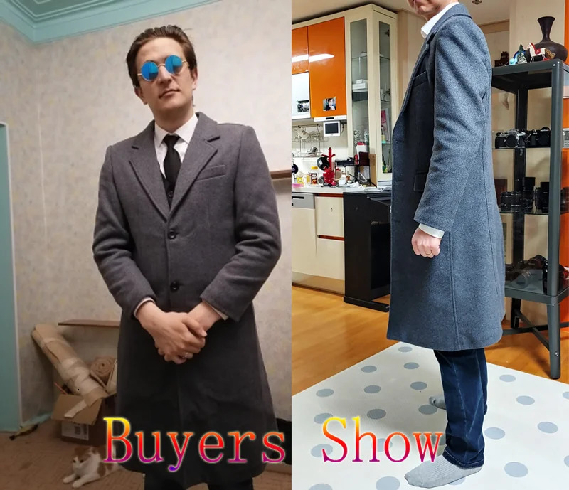 2023 Extra Long Wool Trench Coat Male Winter Mens Cashmere Coat Slim Fit Woolen Peacoat Windbreaker Manteau Homme 4XL 241024