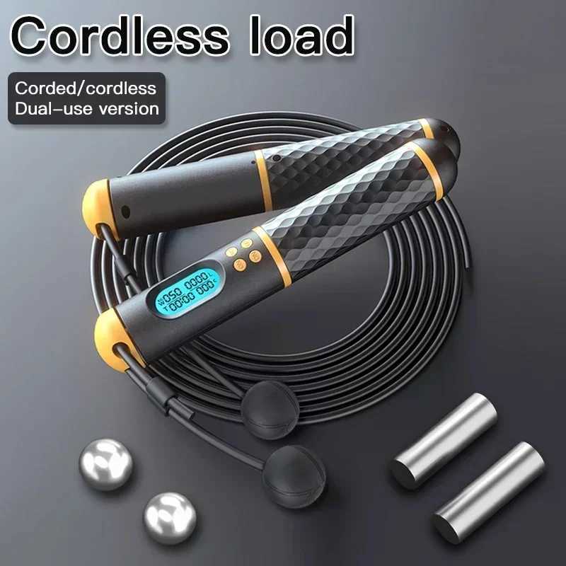 2-in-1 multifunctional sliding rope with digital counter speed professional ball bearings anti slip hand jumping and calorie countingW241101