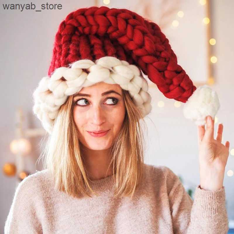 Wide Brim Hats Bucket Hats Crochet Knitted Christmas Hats For Men Women Winter Warm Hat Christmas Decoration New Year Festive Party Santa Claus Hat Gi