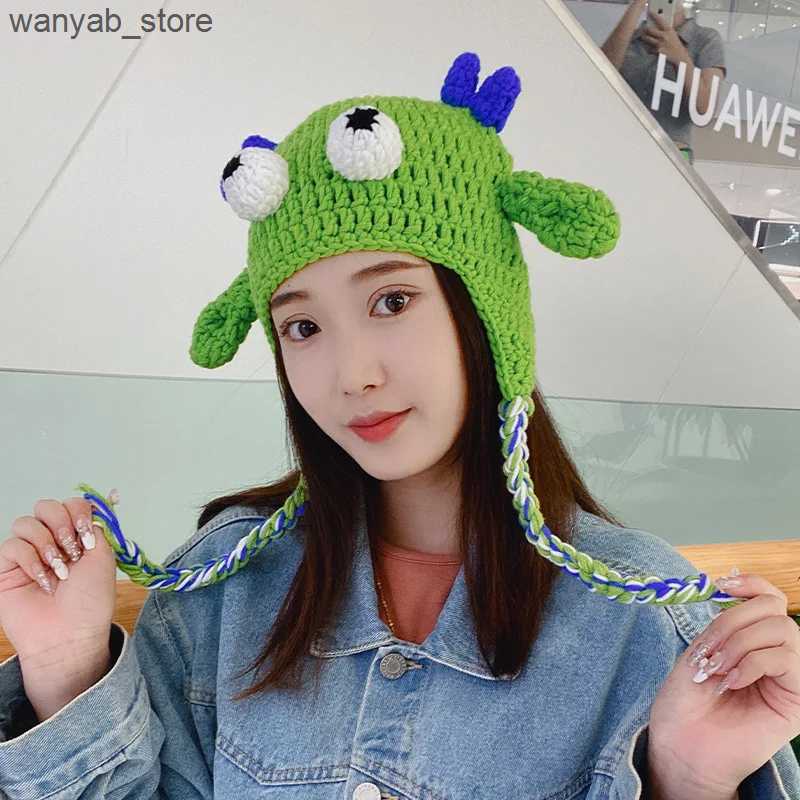 Wide Brim Hats Bucket Hats Unisex Balaclava Fashion Cosplay Carnival Party Winter Warm Cap Adult Children Autumn Winter Funny Cartoon Monster Knitted 