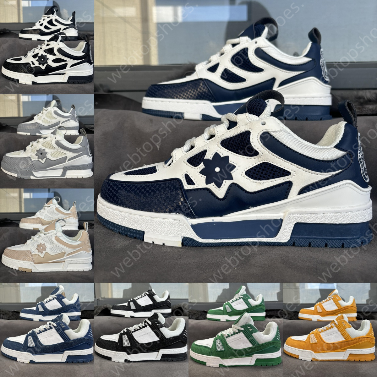 Skate Sneakers Embossed Sneakers designer Denim shoes men women casual shoes trainer flower sky blue white green red black white running shoe
