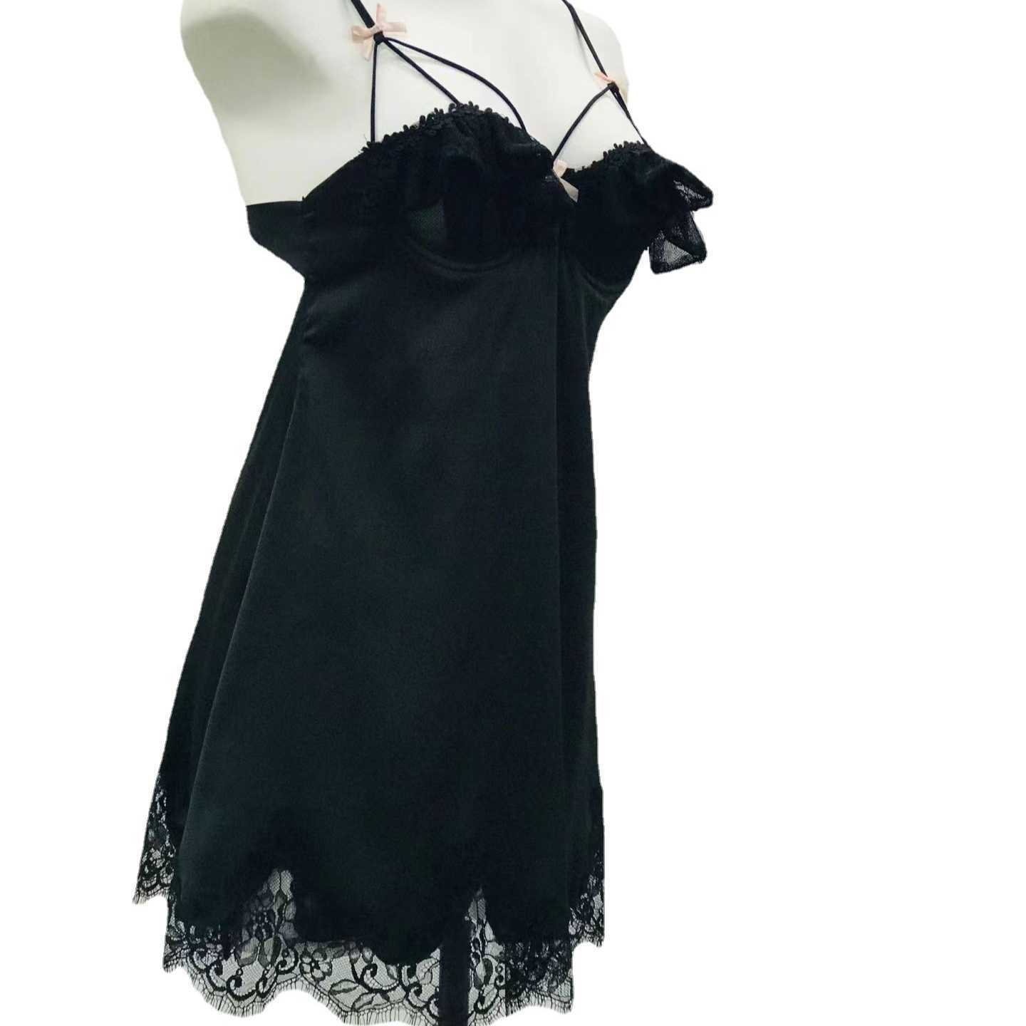 Sexy Skirt New Woman Live Sexy Funny Pajamas Pure Lust Wind Bud Ribbon Steel Ring Breast Cushion Ice Silk Pajamas
