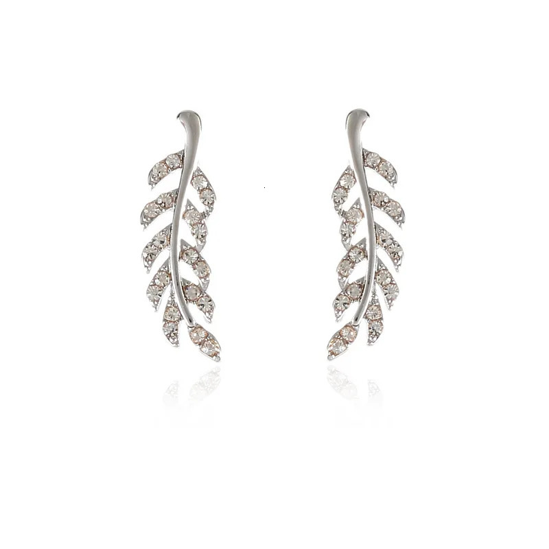 Hollow Out Leaves Earrings for Women Trendy Vintage Crystal Ear Stud Wheat Unique n Silver Golden Color Girl Jewelry Gift 241031