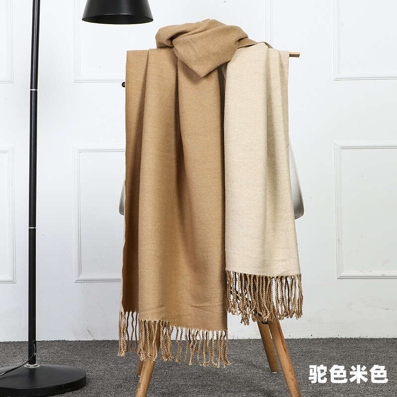 Double sided for women in autumn winter, thickened warm men's shawl, 2024 new wool and cashmere scarf