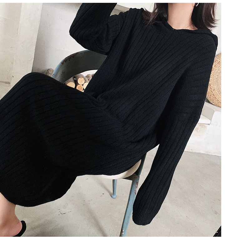 Long Over Knee Hooded Knitted Sweater Women Autumn Winter New Style Loose And Lazy Wind Driven Fur Dress Fashionable Base Dress For Women F1101#45