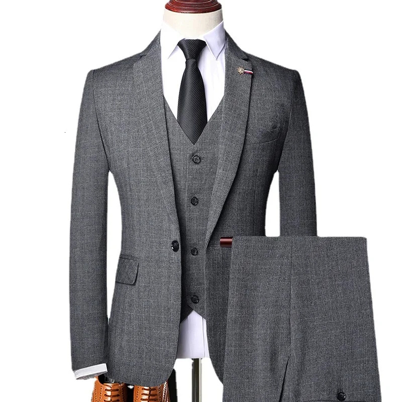S-6Xl Jacket Vest Pants Casual Plaid Retro Business Men's Suit 3Pcs Or 2Pcs Set Groom Wedding Dress Blazer Waistcoat Trousers