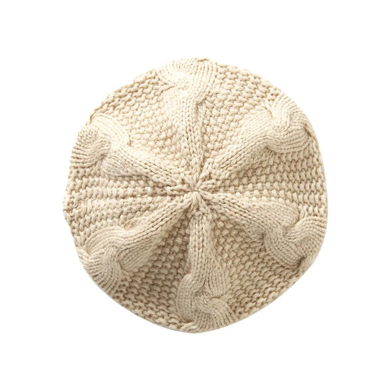 Womens Cashmere Hat Spring And Autumn HighEnd Solid Color Six Twist Flower Outdoor Warm Fashion Heavy Beret 241031