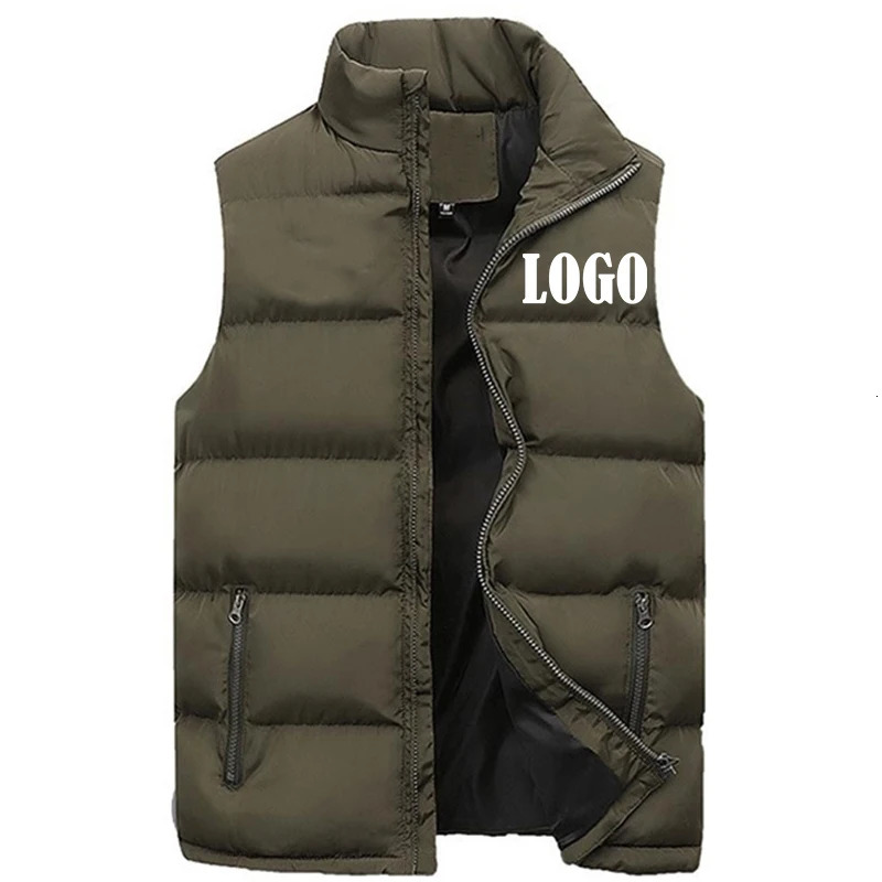 Customized Men Waistcoat Coats Jackets Thick Stand Collar Solid Color Cotton Vest Duck Down Jacket Sleeveless 241024
