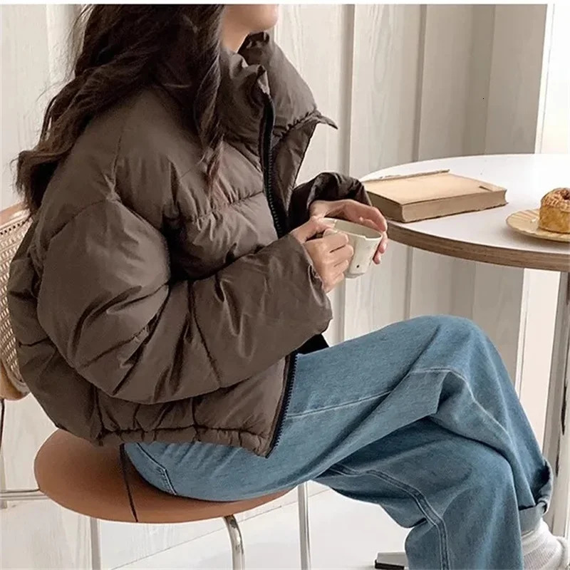 2024 Women Solid Loose Puffer Jacket Winter Korean Chic Oversized ThickenedWarm Parkas Female Coat Lady Padded Ja 241031
