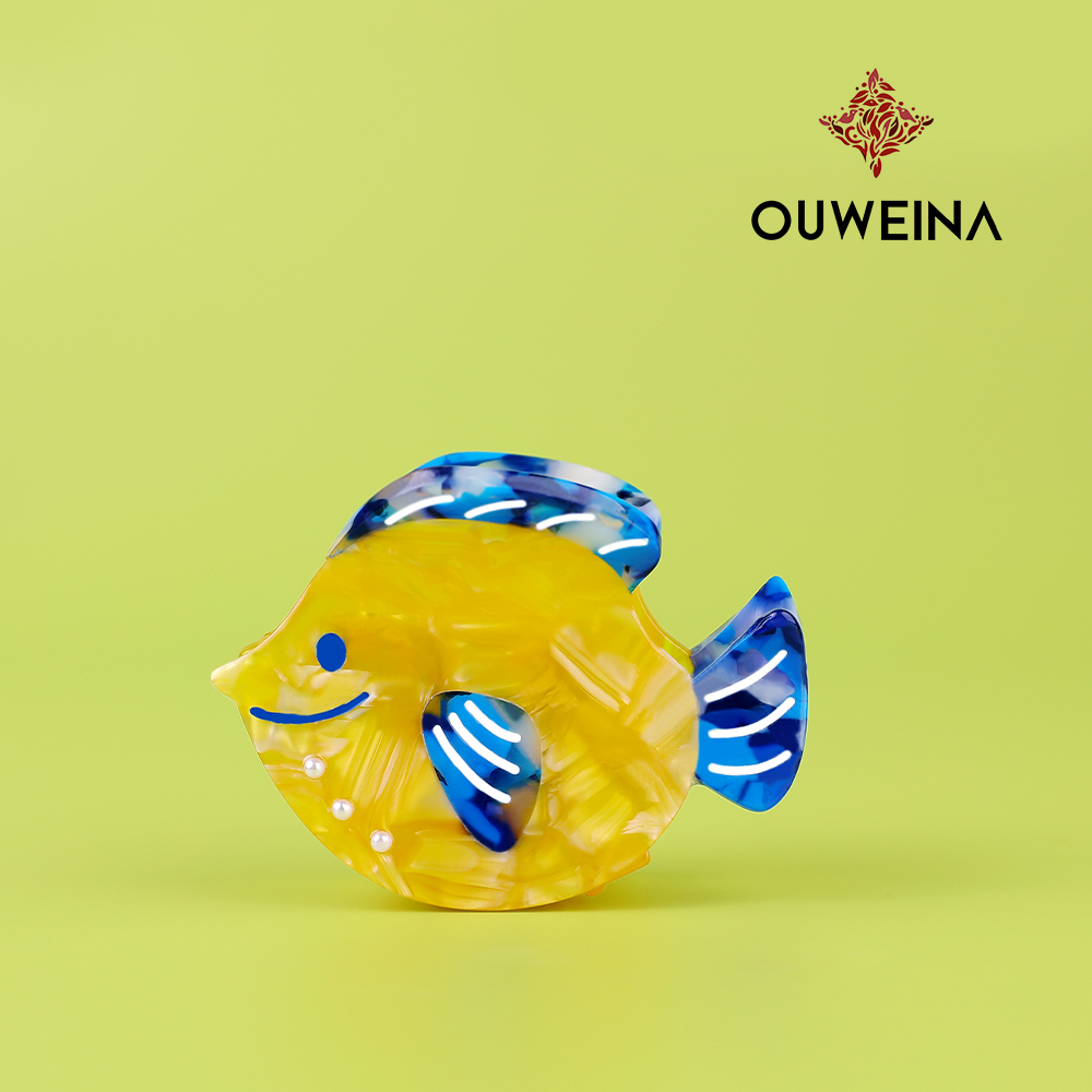 Cute grab clip medium blue acetate hair clips female back of the head plate hair grab shark clip hair card headdresses