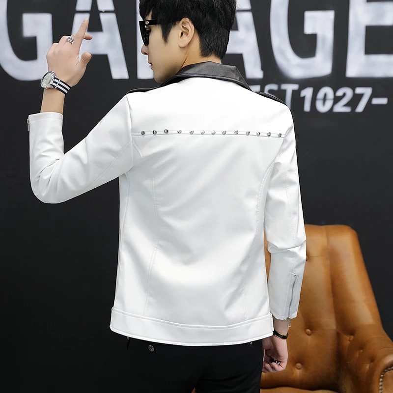 ly ned motorcycle bomber belt jacket mens autumn collar ultra-thin fit mens leather jacket 241031