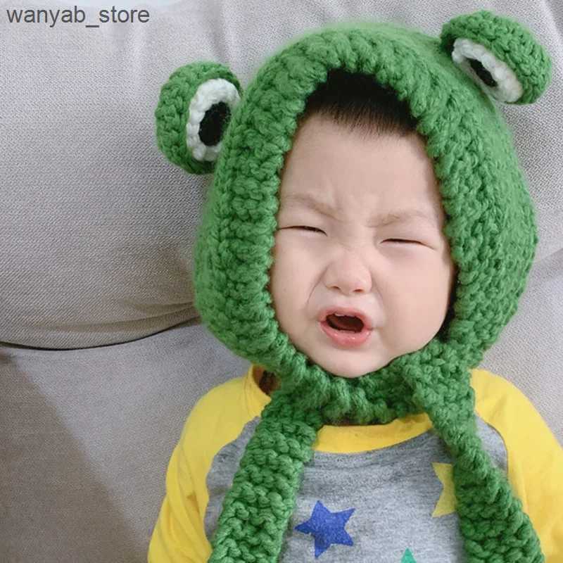 Wide Brim Hats Bucket Hats Winter Women Cute Green Frog Hat Crochet Knitted Hat Costume Beanie Hats Cap Women Gift Hip-hop Cap Photography Prop Party 